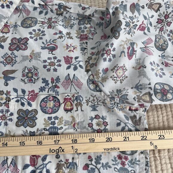 VTG Reyn Spooner Shirt Mens Small Hawaiian Short Sleeve Button Up US Flag Eagle - Picture 8 of 11